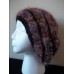 Hand knitted elegant & soft beret type hat  sparkly pinks/purples + brown  eb-23343542